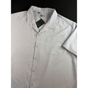 VRST Mens XXL Short Sleeve Button Down Shirt Light Blue Textured Camp Collar NWT